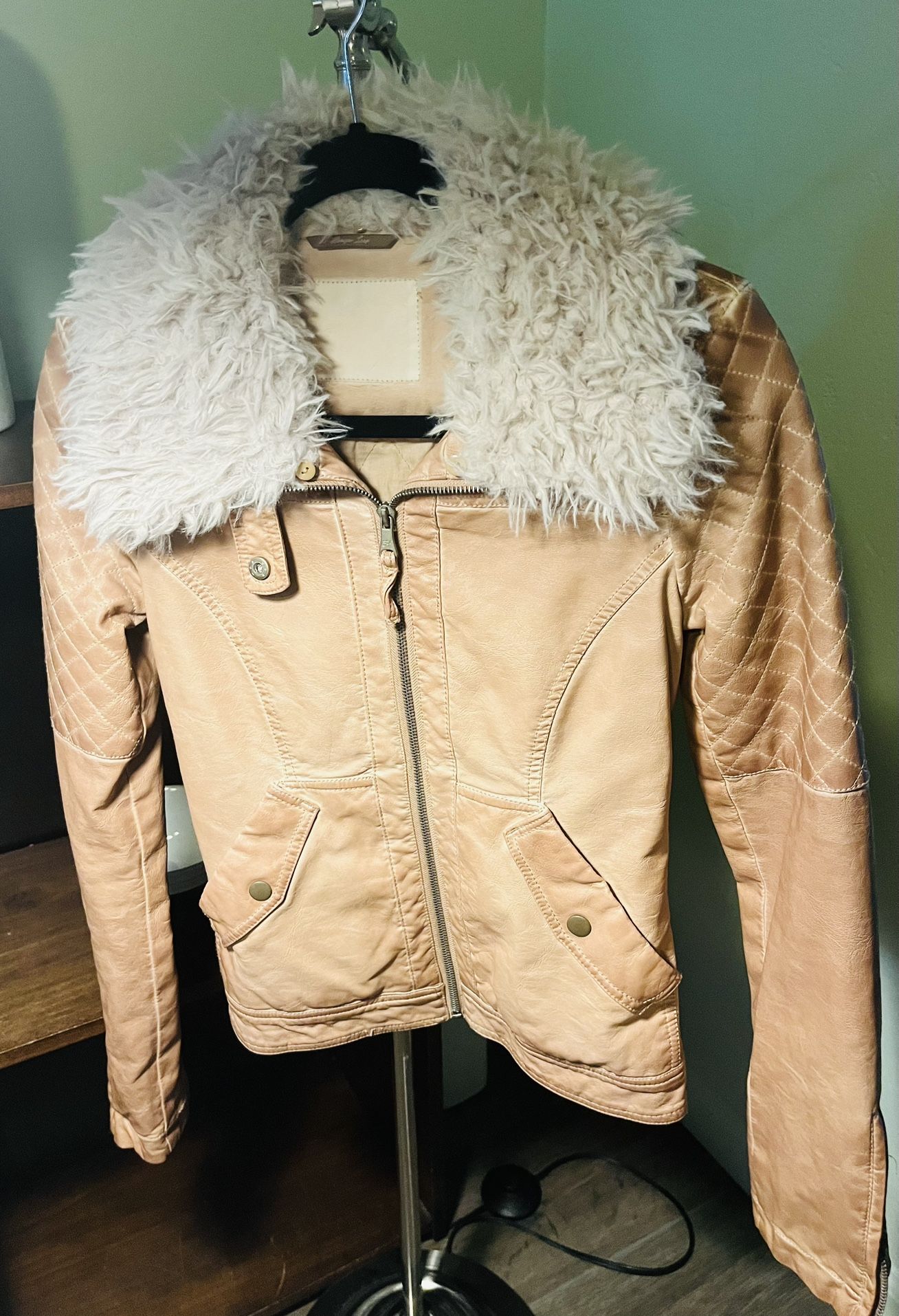 Tan Genuine Leather Bomber Jacket