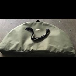 ULINE 28" Diameter Portable Camping Folding Table, 4 Cup Holders, Green
