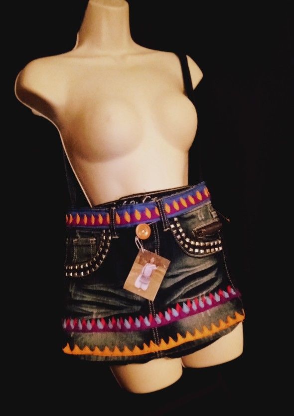 New With Tags Teen Girl Bohemian Denim Original Purse Skirt Bag