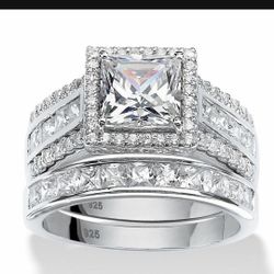 ❤️ Princess Cut 2.75ct White Sapphire Stamped 925 Ring 2pc Size 6/7/8/9/10 *See Other Items*