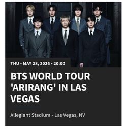 BTS WORLD TOUR | ARRANG | LAS VEGAS | 4 Tickets