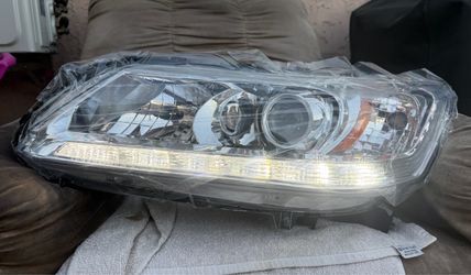 13-15 Honda Accord Chrome Projector LED Strip Headlights