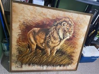 R. Delongpre Lion Canvas Painting (56x50)
