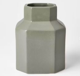Studio McGee Glossy Ceramic Octagon Vase Green - Threshold