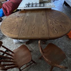 Wooden Dining Table W/ 2 Wooden Chairs 