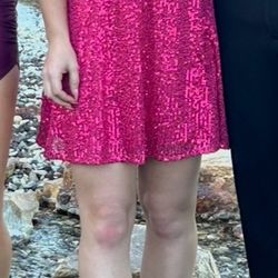 Formal Dress Bright pink Sequined Small