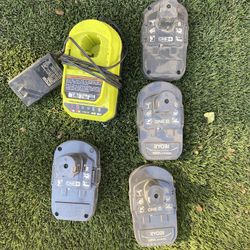 Ryobi  Charger And Four Batteries 18v