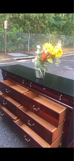 Modern solid wood long dresser. Drawers sliding smoothly