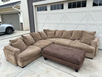 Huge Brown Sectional with Ottoman