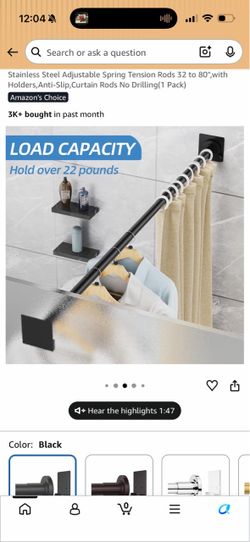 Stainless Steel Adjustable Spring Tension Curtain Rod