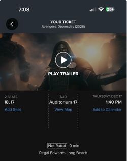 2 Avengers: Doomsday tickets (Regal Long Beach)