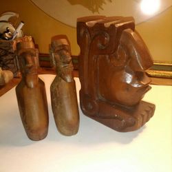 Rare Vintage Hand Carved Teak Wood Inca Figurines. Best Offer Accepted On Lot
