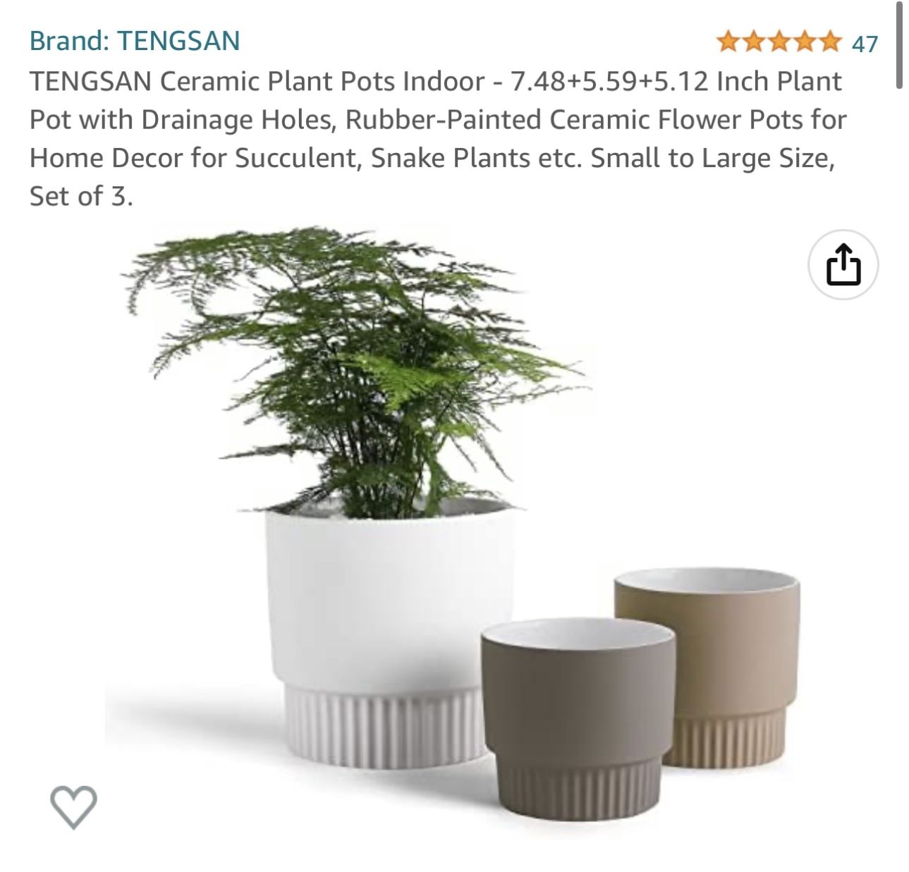 TENGSAN Ceramic Plant Pots Indoor