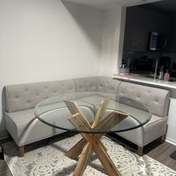Upholstered Corner Nook And Dining Table Set