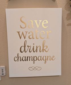 Bar Champagne Wall Sign Canvas