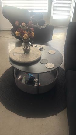 Round Coffee Table with Storage Shelf