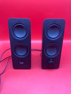Set of (2) S00182 Logi Desktop Computer Black Multimedia 9.5” Tall Speakers