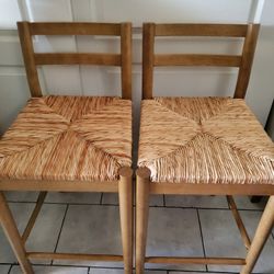 2 Pack Counter Stools With Wooden Seagrass Seat 