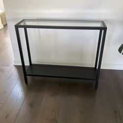 GLASS TOP SLIM CONSOLE TABLE BLACK