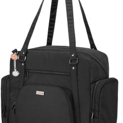 LoDrid Nurse Tote Bag, Padded Bottom, Zip-Top Closure, Laptop Sleeve, Multiple Pockets for Supplies