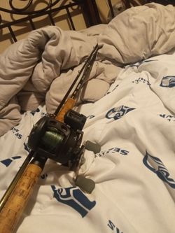 Ling cod bottom fish set up 9 ft 15 to 30 okuma rod with cabbelas  line counter reel ready to go. 70 bucks cash