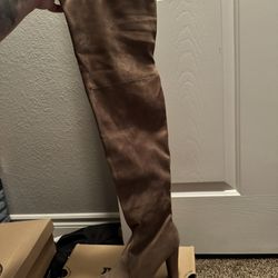 Beige Thigh High Boots 