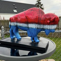The Red White And Blue Buffalo Statue