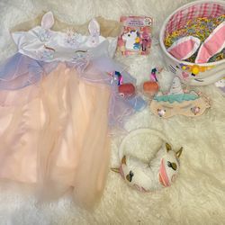 Unicorn Basket,dress Toddler Size 3-4