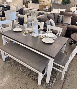 On sale ‼️6-pc dining table set White &grey