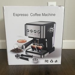 Espresso Machine 20 Bar, 1.5L Water Tank Milk Frother Steam, Stainless Steel Coffee Maker, Silver