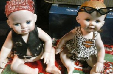 Full body porcelain harley Davidson dolls