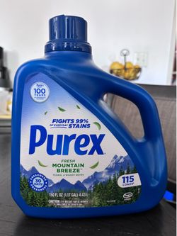 Concentrated liquid laundry detergent has a fresh burst scent. This orange plastic container holds 158.6 fluid ounces of Arm & Hammer plus OxiClean Od