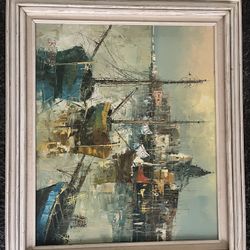 Beautiful Scene Painting Of Boats