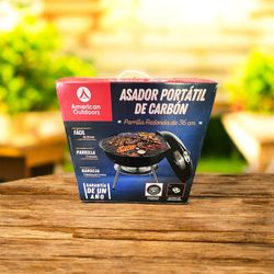 American Outdoors Portable 14 Inch Round BBQ Grill Venting Chrome Plated 