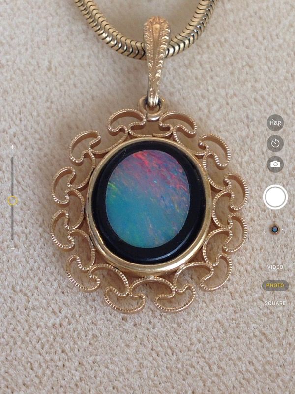 Genuine Opal pendant and necklace, 14 Kt Gold Overlay.