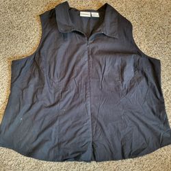 Womens 26/28W Fashion Bug black sleeveless zip-up shirt item Lot 03