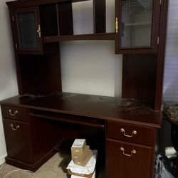 Wooden Desk and Credenza