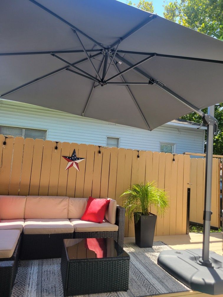 Purple Leaf Patio Umbrella 81/2ft×9ft With Base