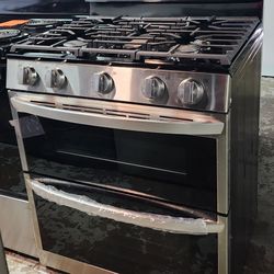 LG - 6.9 Cu. Ft. Freestanding Double Oven Gas True