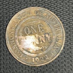 1922 Australia One Penny Coin 