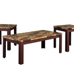 Cecil Brown Faux Marble 3-piece Coffee Table Set