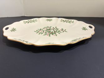 Lenox Holiday Scalloped Serving Platter 16" x 10.5"-Made in USA-Good Condition