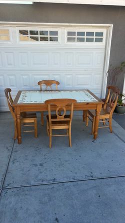 Wood table chairs