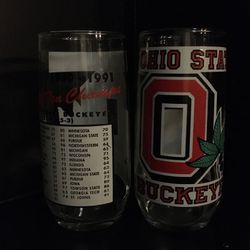 Set of two OSU 1990-1991 Big Ten Champions drinking glasses