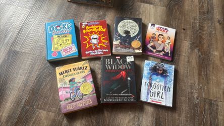 Kids & Tween Book Lot – 7 Books – Dork Diaries, Diary of an Awesome Friendly Kid, Black Widow & More