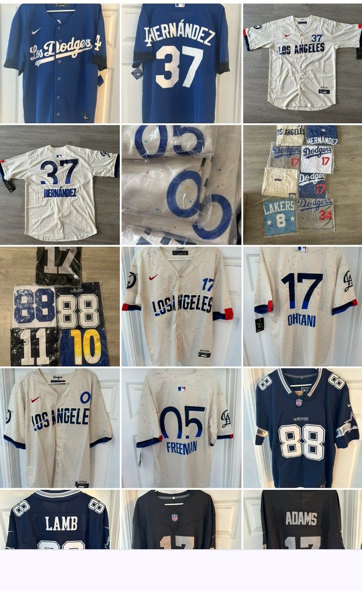 Football And Baseball Jerseys All Stitched In Box For Sizes