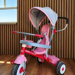 Radio Flyer 4-in-1 Tricycle w/ Canopy & Push Handle – Pink (Excellent Condition)
