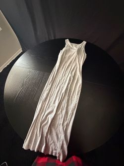 White Ribbed Sleeveless Maxi Dress