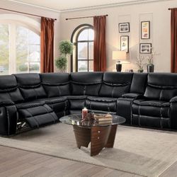 Black Reclining Sectional.  Spring Sale