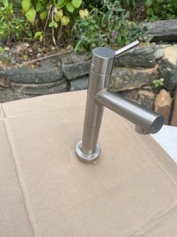 Cold water faucet.  Brushed nickel